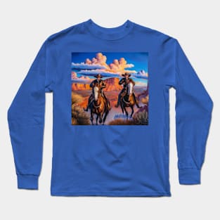 Cowboys Riding Horses Western Long Sleeve T-Shirt